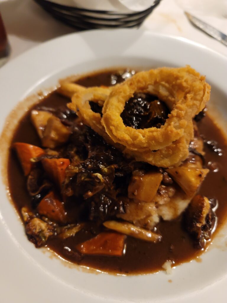 Short Rib with Crispy Onion Ring, Aspen Grille