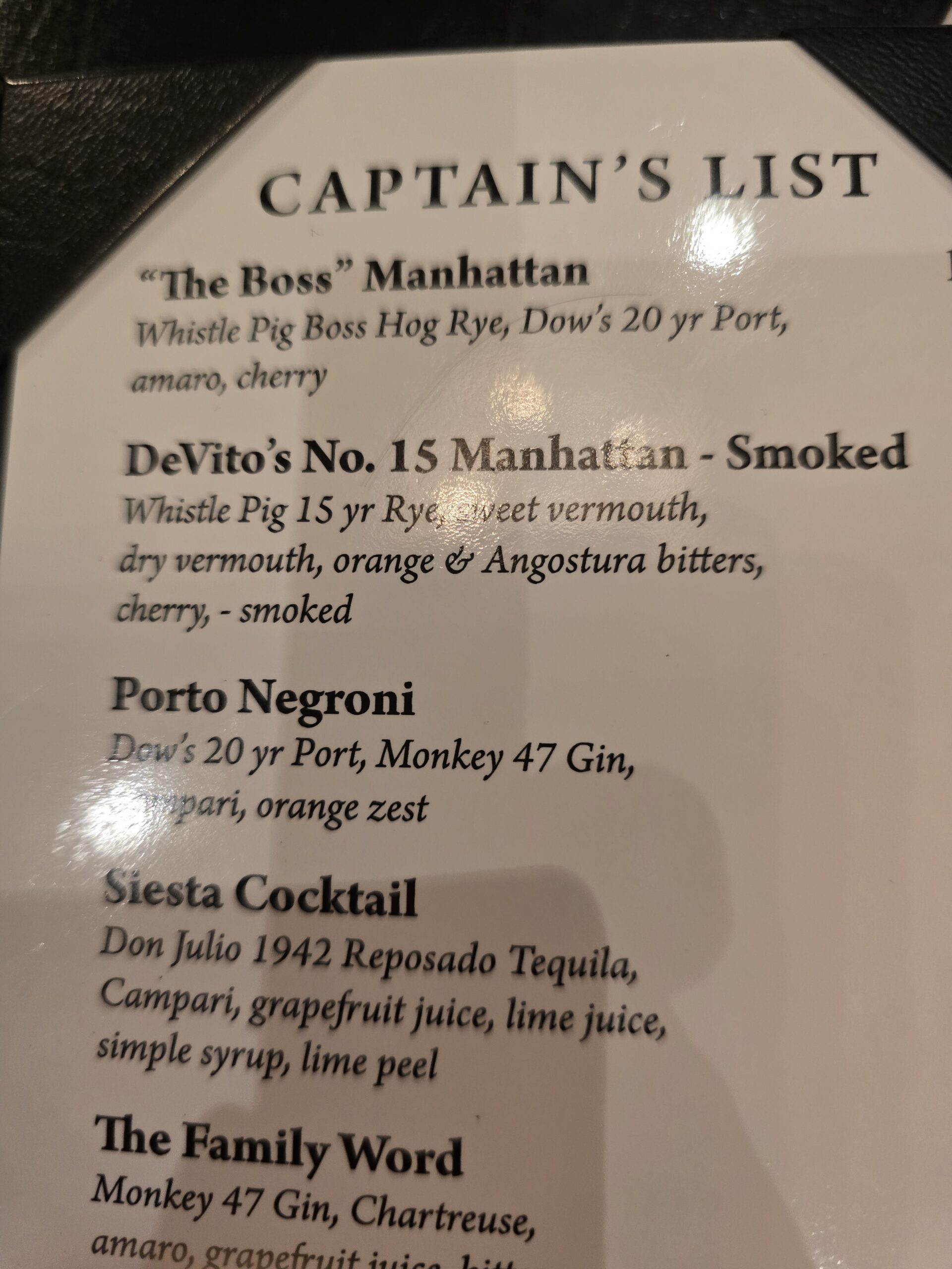 Devitos Drink Menu