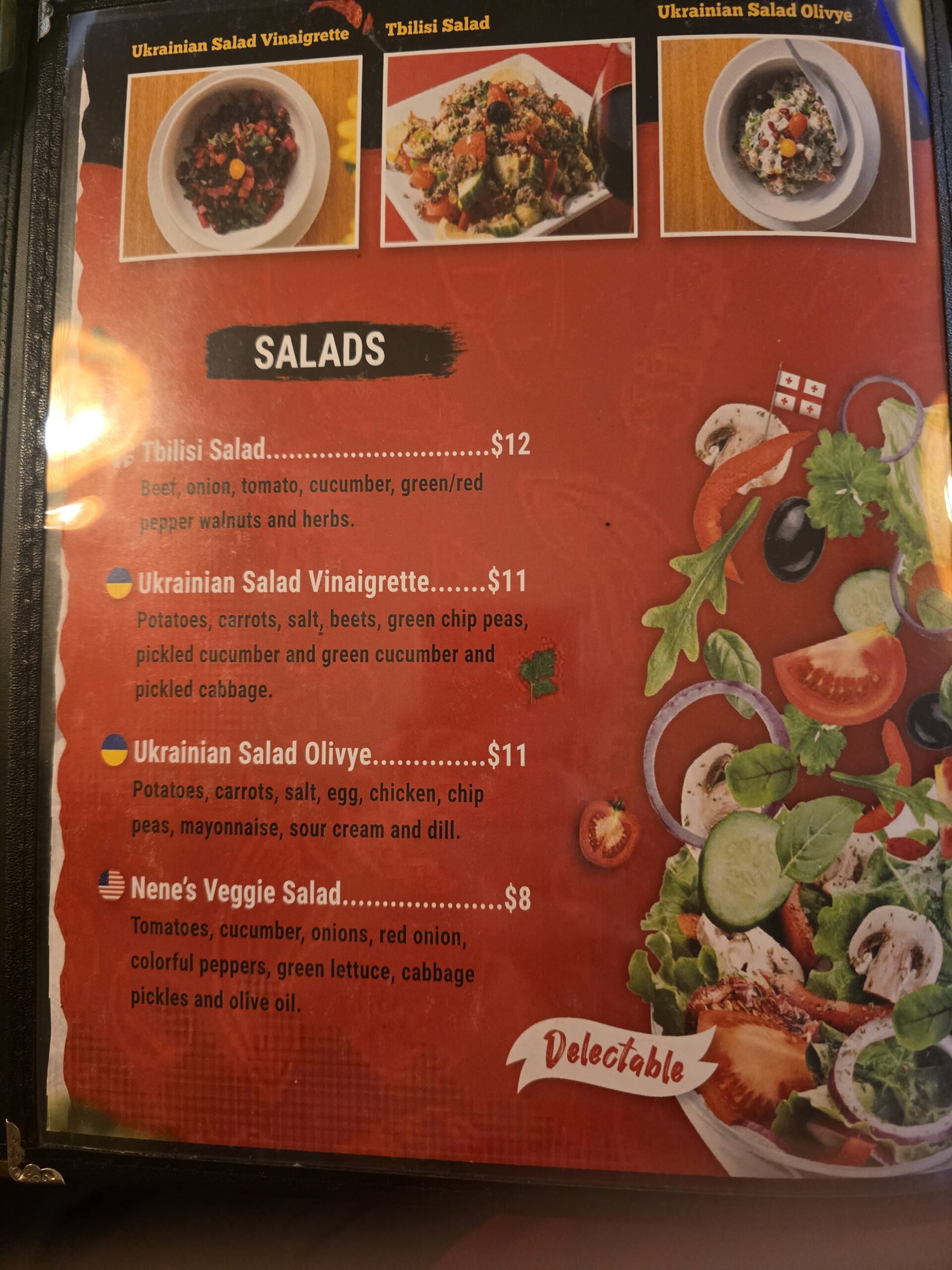 Menu of Salads at Nene
