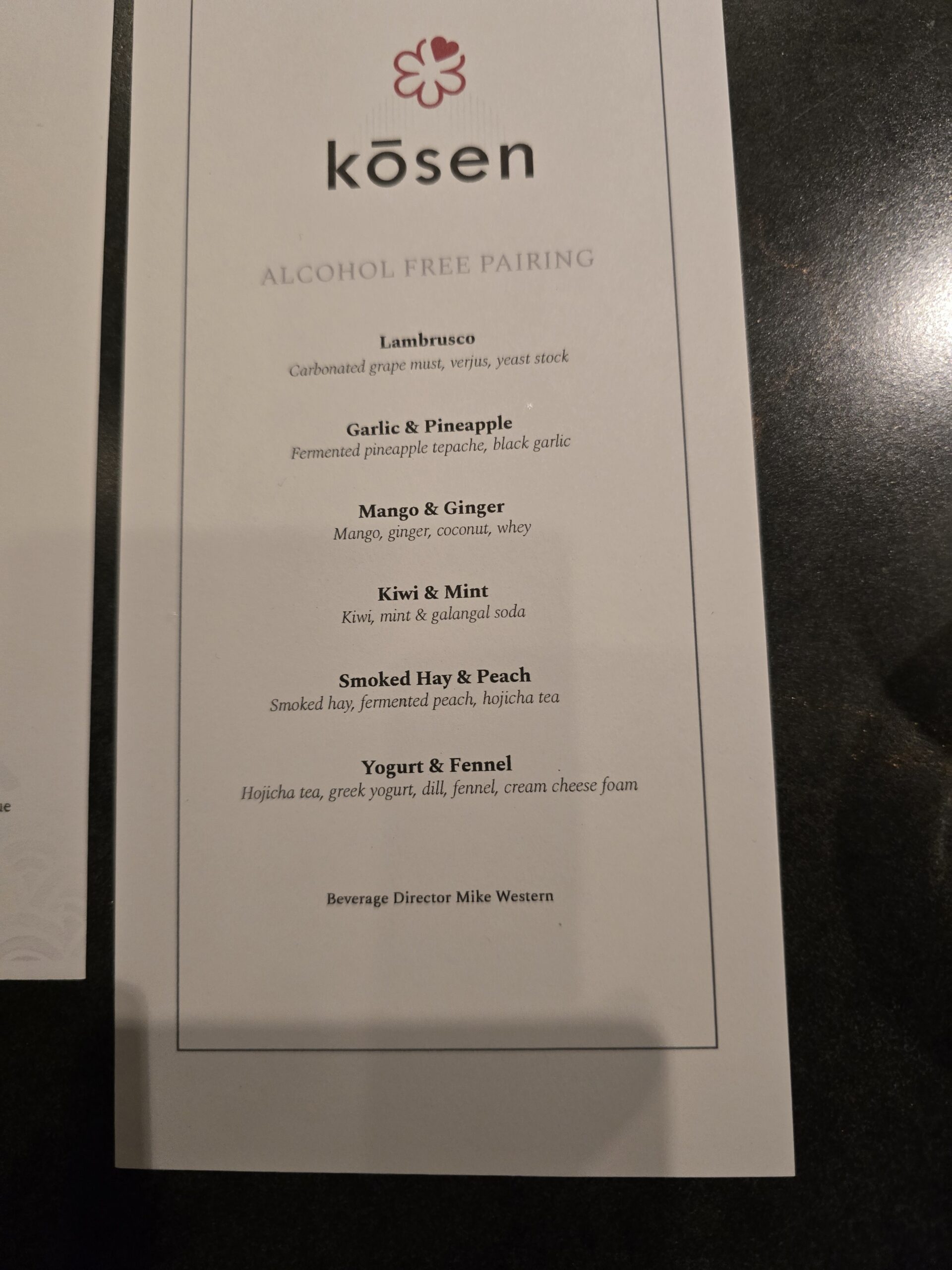 Kosen Omakase Drink Menu