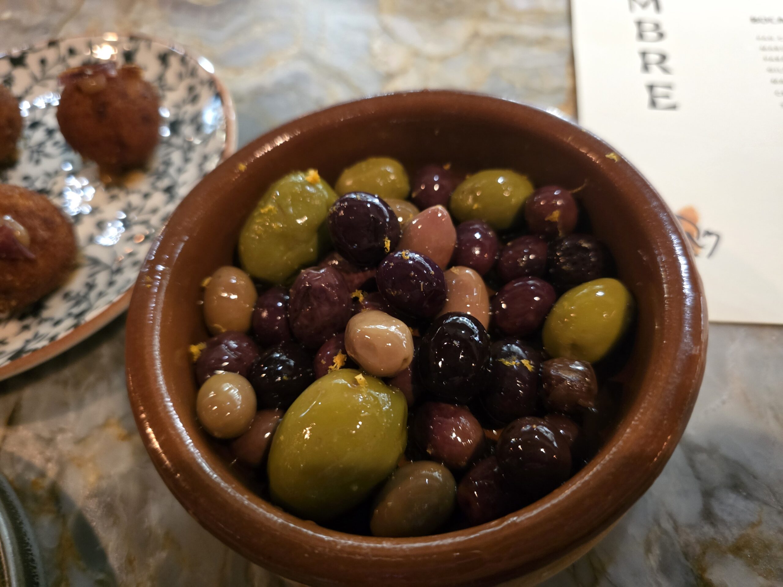 Marinated Olives at Lumbre, Tampa FL