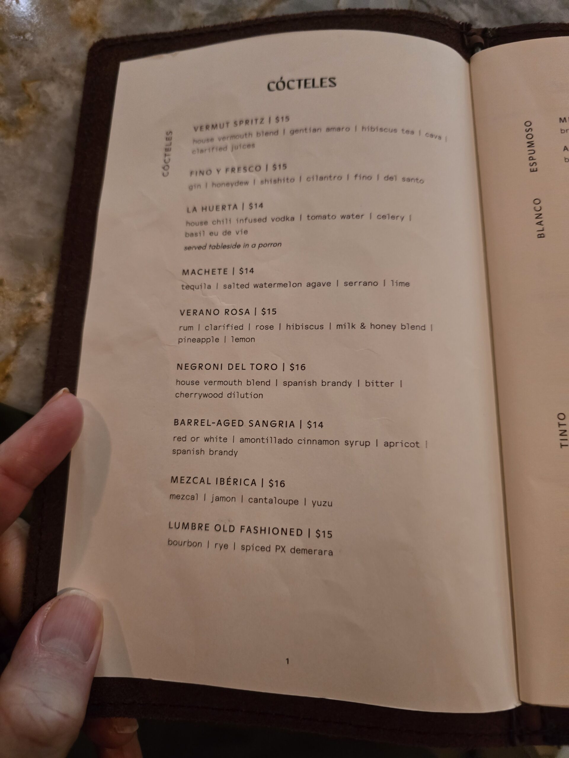 Lumbre Dinner Menu, Tampa FL